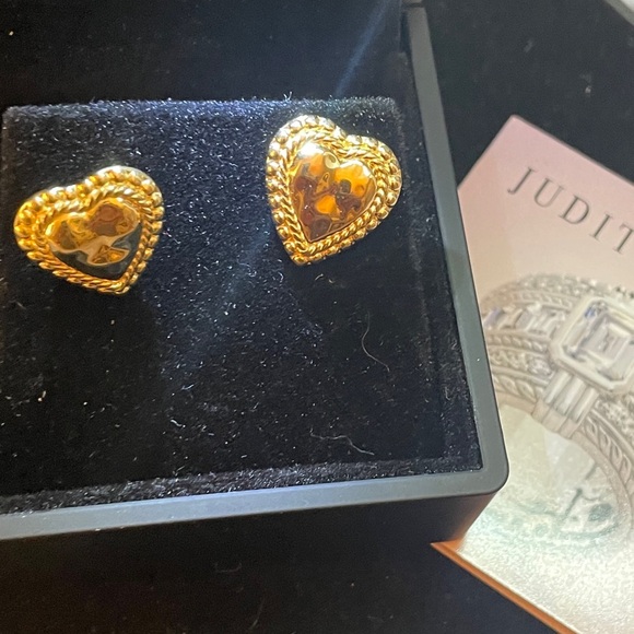 Judith Ripka 14k Yellow Gold Clad Heart Earrings. Definitely JR Coded! - Picture 6 of 7